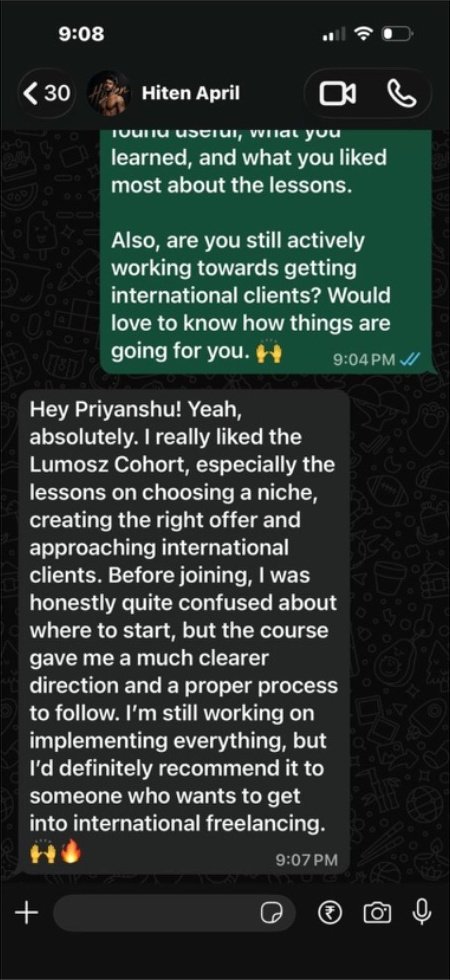 Lumosz student testimonial 2